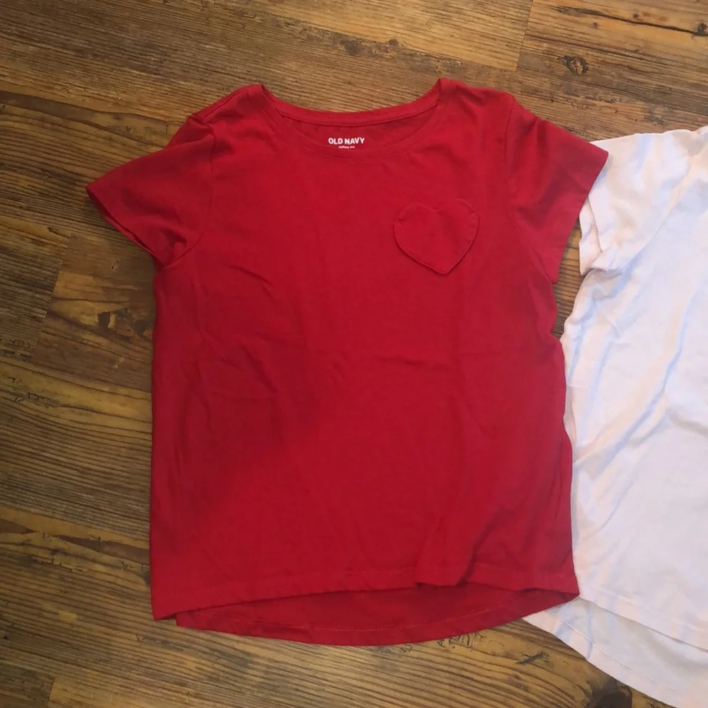 Old Navy l Two “softest tees” light light pink & red w/heart pocket